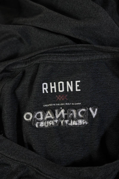 Rhone Mens Dark Gray T-Shirt Short Sleeve Crew Neck Solid Designer Size L