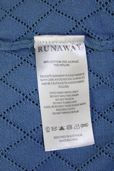 Runaway Mens Cotton Blend Knit Collared Button Up Shirt Blue Size L