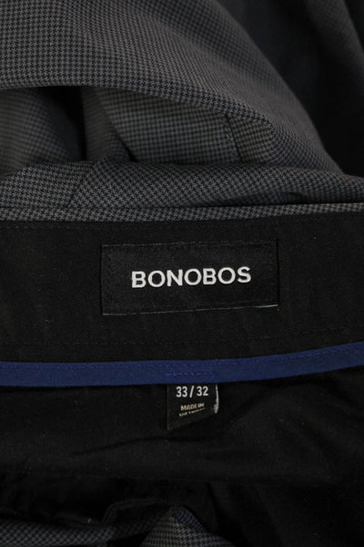 Bonobos Men Chino Dress Pants Dark Gray Check Button Size 33