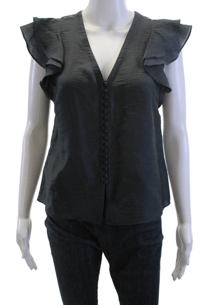 Club Monaco Womens Black V-Neck Short Sleeve Blouse Size XS Petite