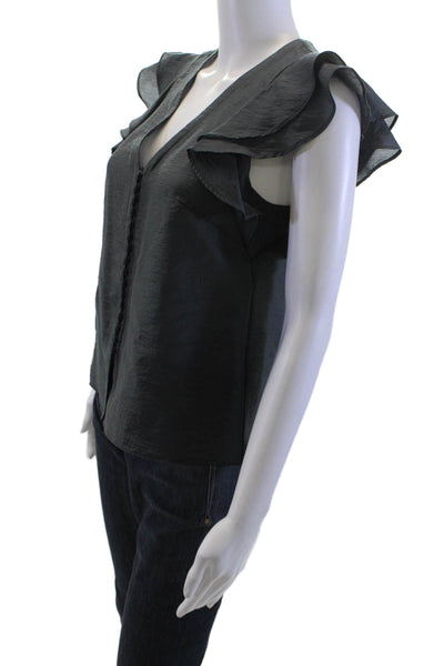 Club Monaco Womens Black V-Neck Short Sleeve Blouse Size XS Petite
