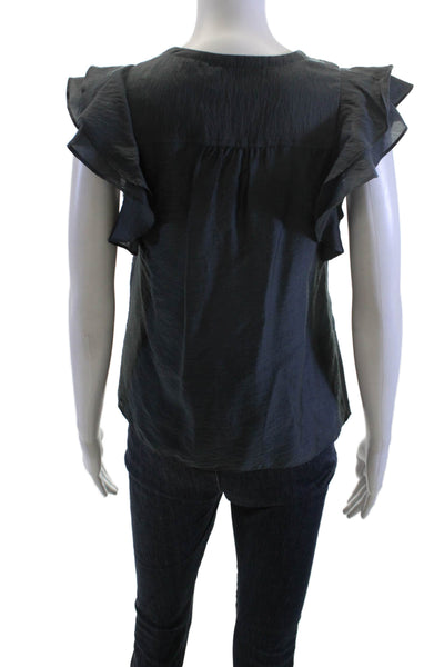 Club Monaco Womens Black V-Neck Short Sleeve Blouse Size XS Petite