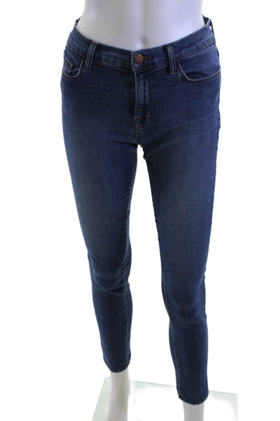 J Brand Womens Ankle Skinny Jeans Dark Blue Mid Rise Button Size 27