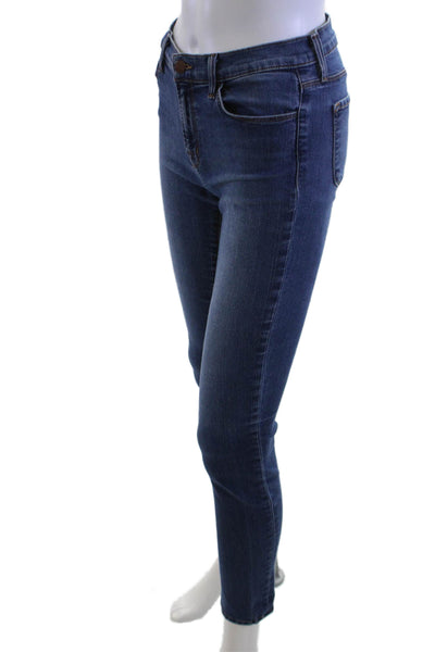 J Brand Womens Ankle Skinny Jeans Dark Blue Mid Rise Button Size 27