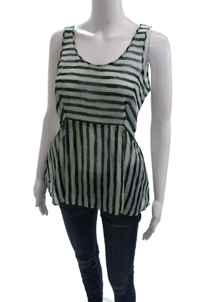 Theory Womens Silk Striped Sleeveless Tank Black Size 0P