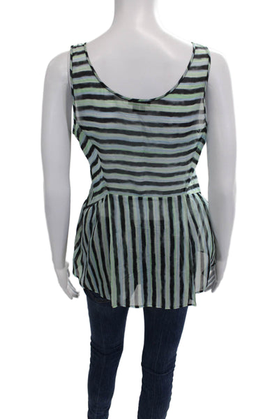 Theory Womens Silk Striped Sleeveless Tank Black Size 0P