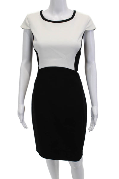 Elie Tahari Women Sheath Mid-Calf Black Short Sleeve Dress Size 10