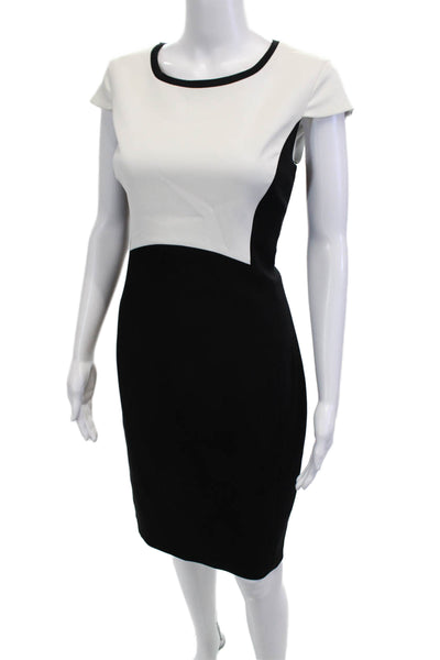 Elie Tahari Women Sheath Mid-Calf Black Short Sleeve Dress Size 10