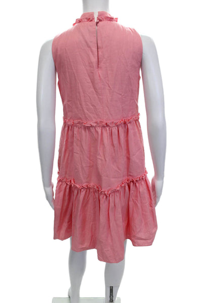 Vince Camuto Women Pink Shift Sundress Mockneck Linen Maxi Size 4