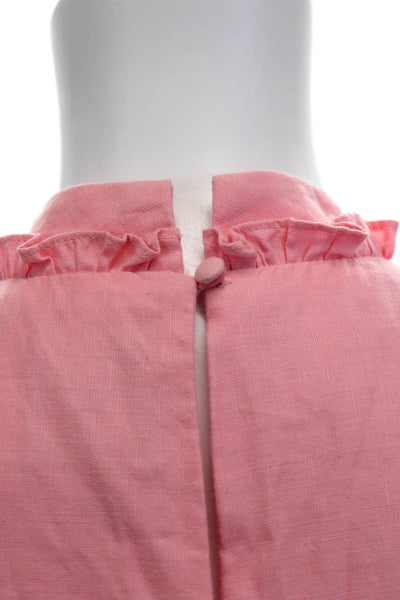 Vince Camuto Women Pink Shift Sundress Mockneck Linen Maxi Size 4