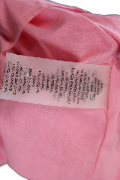 Vince Camuto Women Pink Shift Sundress Mockneck Linen Maxi Size 4
