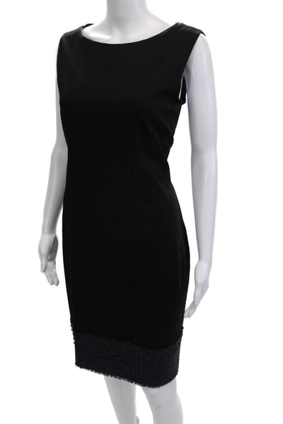 Elie Tahari Women Sheath Dress Black Sleeveless Round Neck Knee Length Size 12
