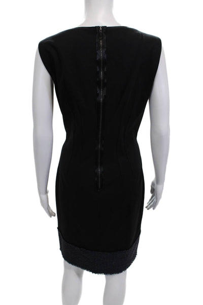 Elie Tahari Women Sheath Dress Black Sleeveless Round Neck Knee Length Size 12