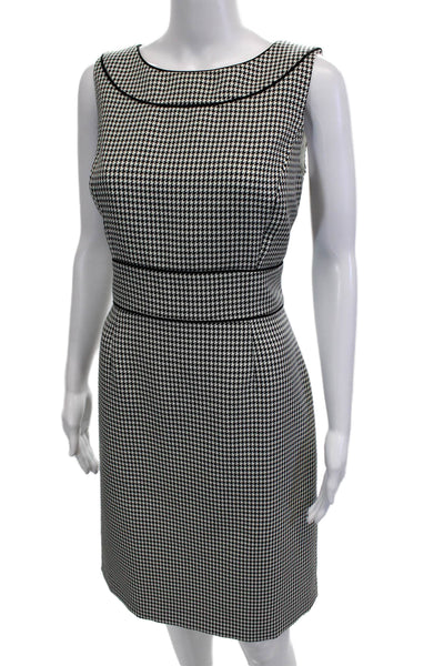 Tahari Levine Women Black Check Sheath Dress Sleeveless Knee Length Size 8