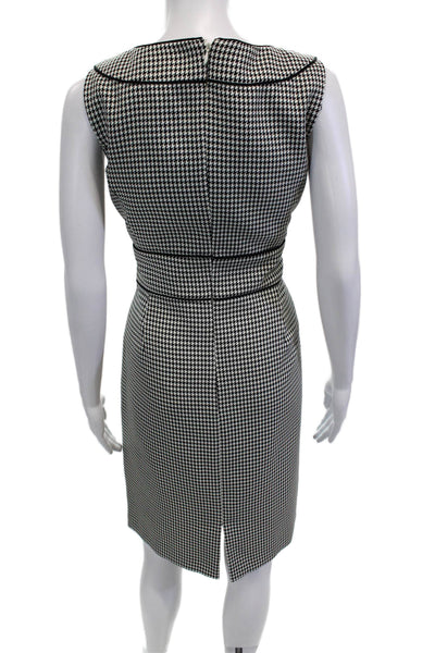 Tahari Levine Women Black Check Sheath Dress Sleeveless Knee Length Size 8