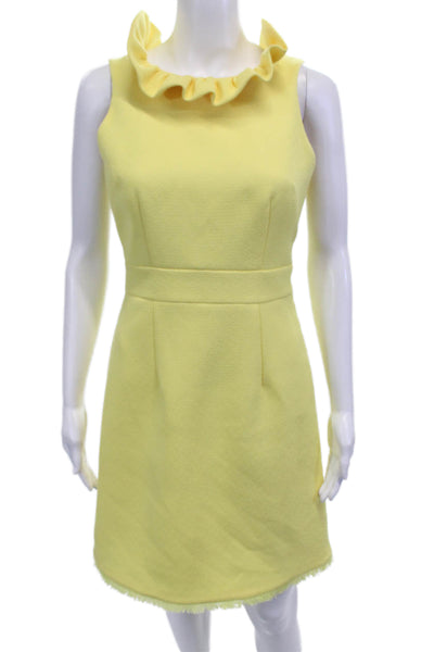 Eliza J Women A-Line Yellow Sleeveless Round Neck Polyester Knee Length Size 4