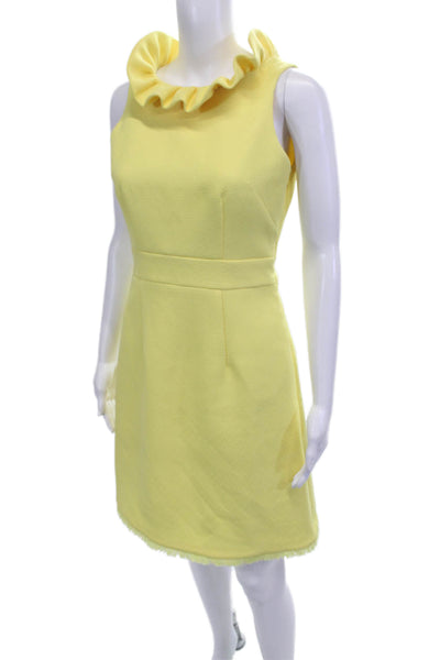Eliza J Women A-Line Yellow Sleeveless Round Neck Polyester Knee Length Size 4