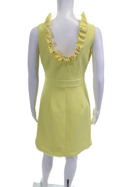 Eliza J Women A-Line Yellow Sleeveless Round Neck Polyester Knee Length Size 4