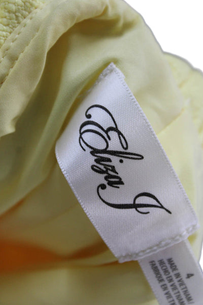 Eliza J Women A-Line Yellow Sleeveless Round Neck Polyester Knee Length Size 4