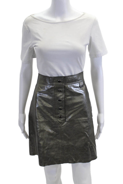 Zara Woman Womens A-Line Mini Leather Skirt Dark Gray Size M