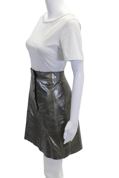 Zara Woman Womens A-Line Mini Leather Skirt Dark Gray Size M