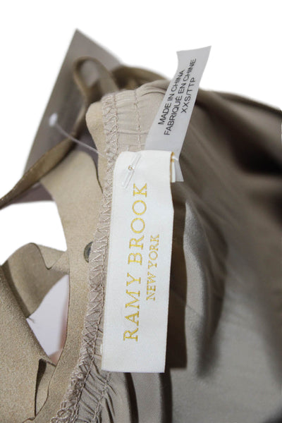Ramy Brook Womens Beige Blouson Mini Dress Drawstring Polyester Size 2XS