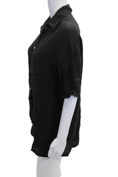 Vitamin A Womens Black Linen Short Sleeve Collared Jumpsuit Size XS
