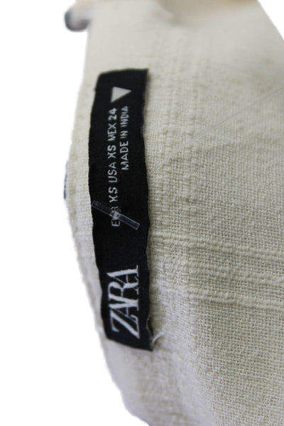 Zara Women Tunic Sleeveless Beige Geometric Cotton Button Size XS