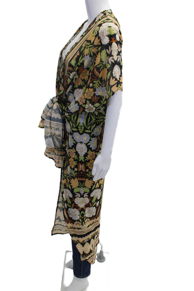 Vici Women Wrap Blouse Multicolor Floral Open Front Sleeveless Size S