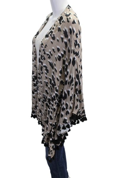 Trina Turk Womens Beige Viscose Animal Print Open Front Shawl Size One Size