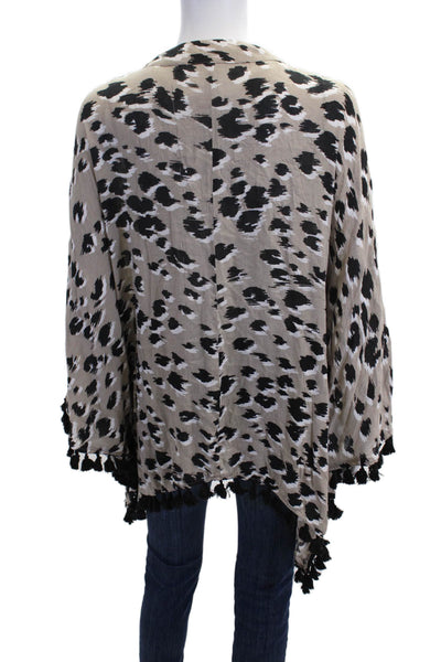 Trina Turk Womens Beige Viscose Animal Print Open Front Shawl Size One Size