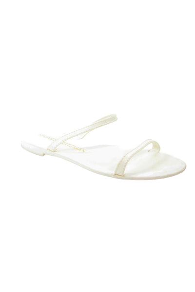 Stuart Weitzman Womens Sawyer Slip-On Flat Sandals White Size 7