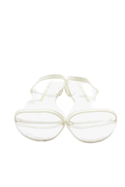 Stuart Weitzman Womens Sawyer Slip-On Flat Sandals White Size 7