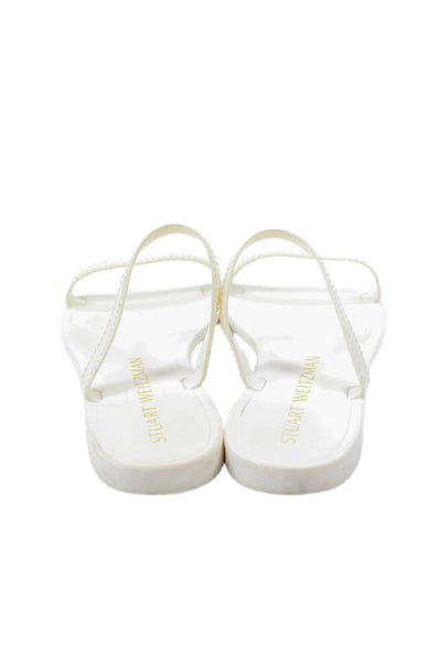 Stuart Weitzman Womens Sawyer Slip-On Flat Sandals White Size 7