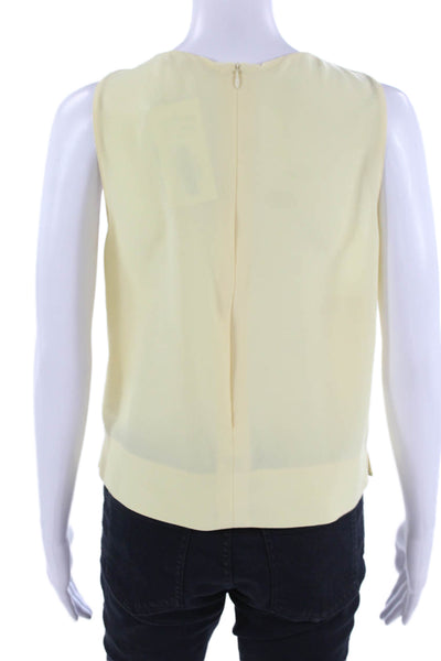 Suistudio Women Basic Sleeveless Tank Yellow Round Neck Zip Polyester Size S