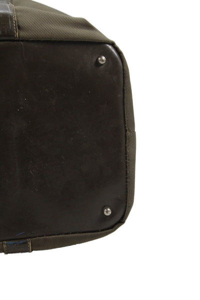 Gucci Womens Solid Bamboo Handle Zip Up Duffle Bag Green