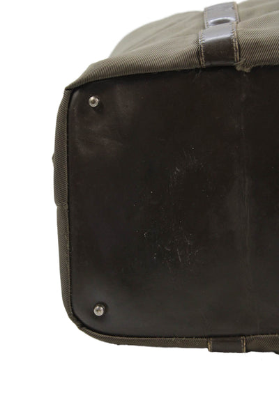 Gucci Womens Solid Bamboo Handle Zip Up Duffle Bag Green