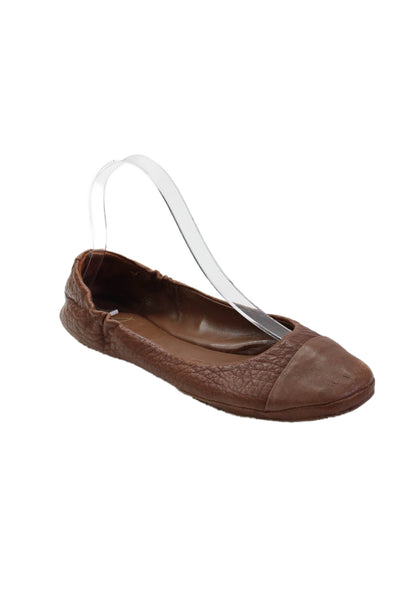 Delman Womens Textured Rounded Toe Casual Flats Brown Size 6