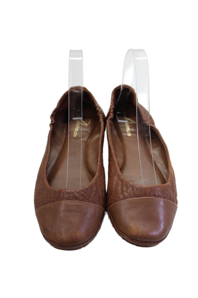 Delman Womens Textured Rounded Toe Casual Flats Brown Size 6