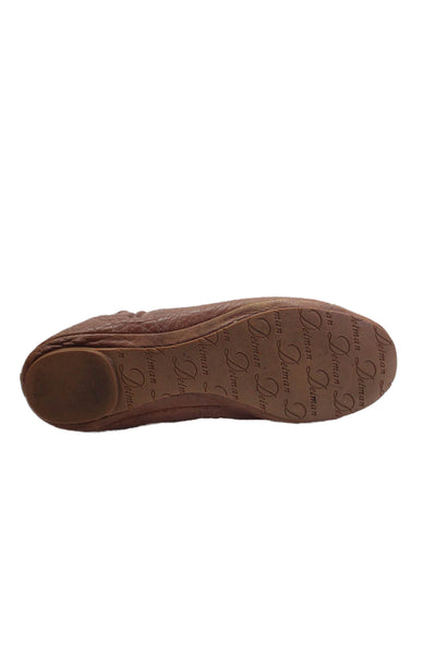 Delman Womens Textured Rounded Toe Casual Flats Brown Size 6