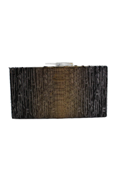 Designer Womens Embossed Snake Skin Hard Clutch Bag Handbag Brown