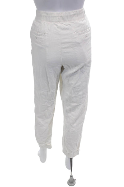 Saks Fifth Avenue Womens Cropped Jogger Pants White Button Size L