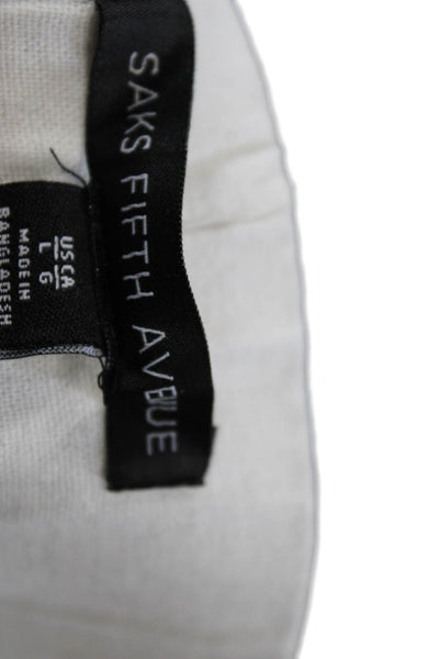 Saks Fifth Avenue Womens Cropped Jogger Pants White Button Size L