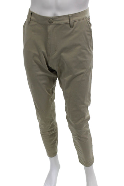 Rhone Mens Ankle Cropped Pants Beige Button Polyester Solid Size 33