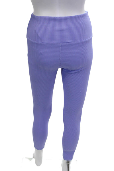 Carbon 38 Women Cropped Ankle Purple Striped Leggings Size S