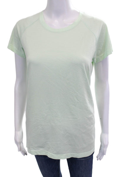 Lululemon Womens Basic Green Striped Short Sleeve T-Shirt Size 10