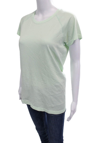 Lululemon Womens Basic Green Striped Short Sleeve T-Shirt Size 10
