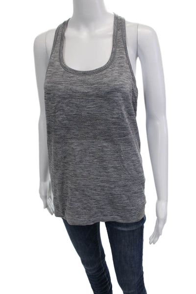 Lululemon Women Gray Basic Tank Round Neck Nylon Polyester Size 10