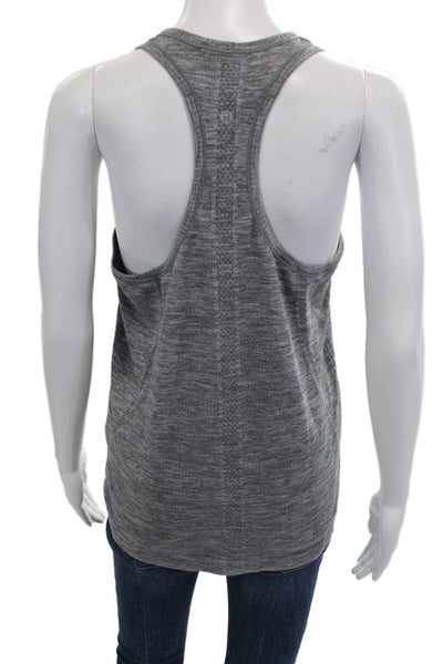 Lululemon Women Gray Basic Tank Round Neck Nylon Polyester Size 10
