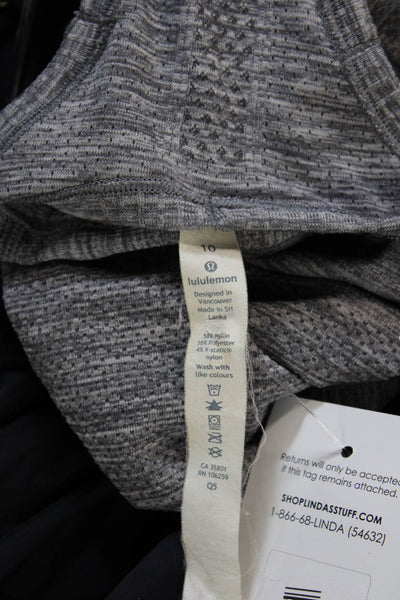 Lululemon Women Gray Basic Tank Round Neck Nylon Polyester Size 10